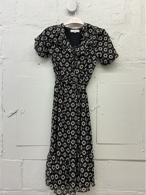 LOFT Ruffle Maxi Dress with Puff Sleeves